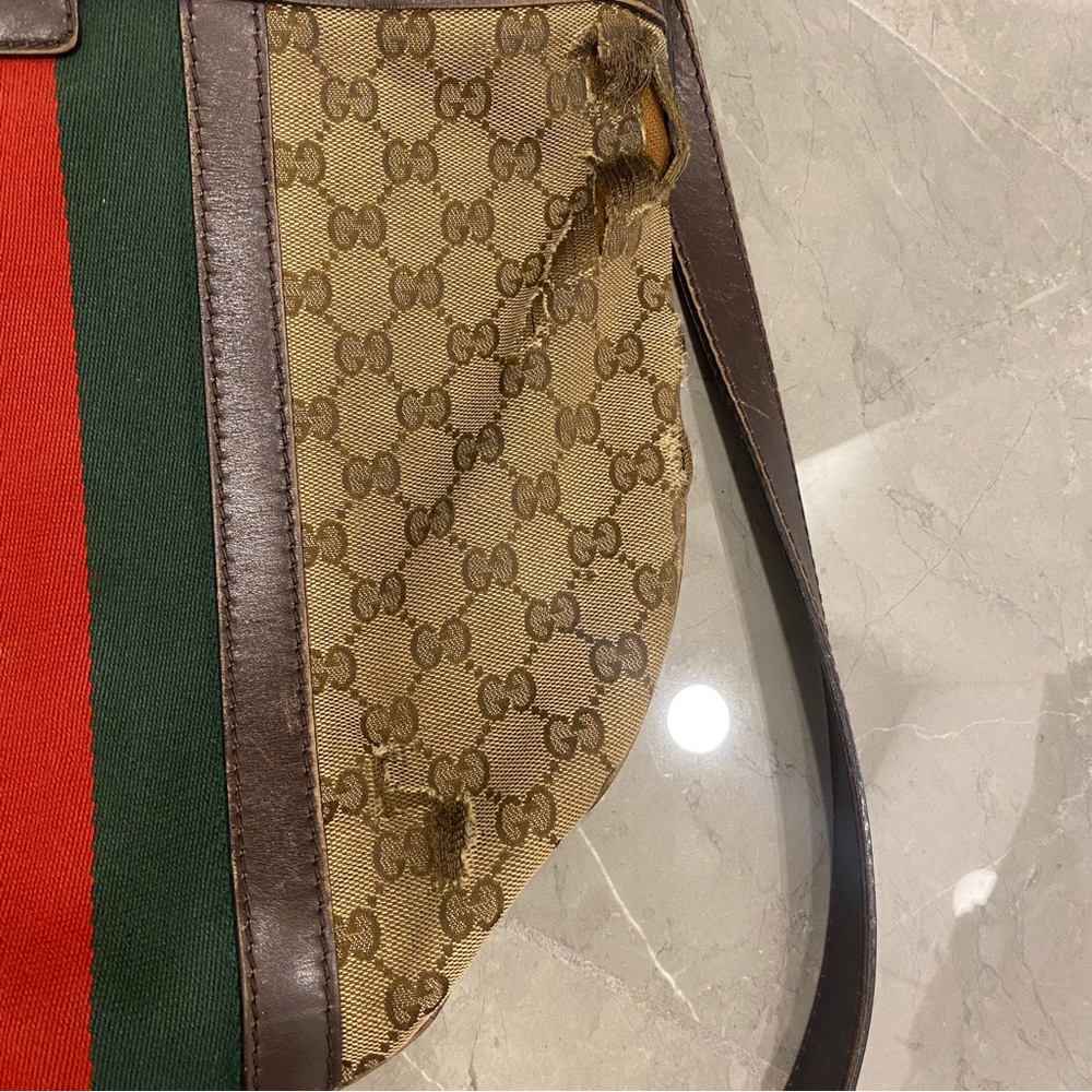 AUTHENTIC 💕Gucci💕 GG Canvas Web Half Moon Hobo Bag - Picture 2 of 16